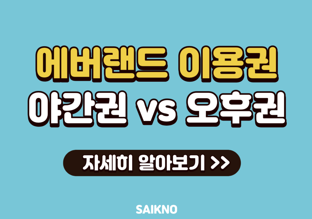 에버랜드 이용권 야간권 vs 오후권 비교