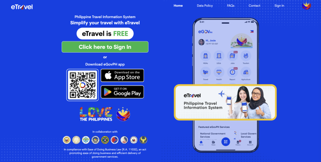 이트래블(eTravel) 홈페이지 화면