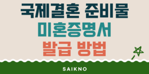 국제결혼 준비물 미혼증명서 발급방법