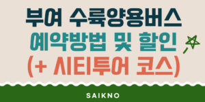 부여 수륙양용버스 예약방법 및 할인(시티투어 코스)