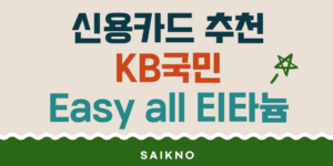 신용카드 추천(KB국민 Easy all 티타늄카드)