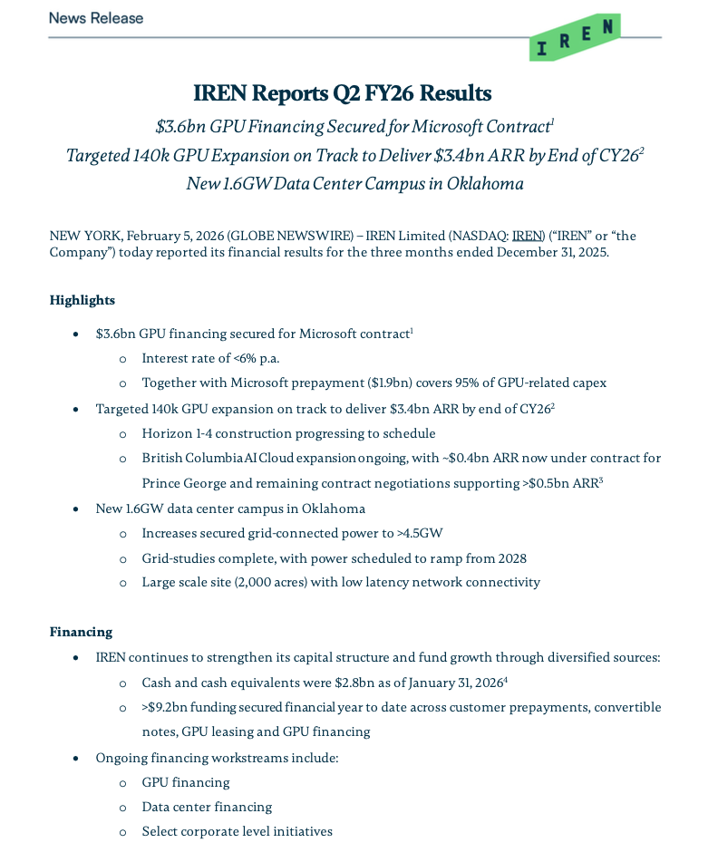 아이렌 2026 Q2 실적발표 보고서 1page